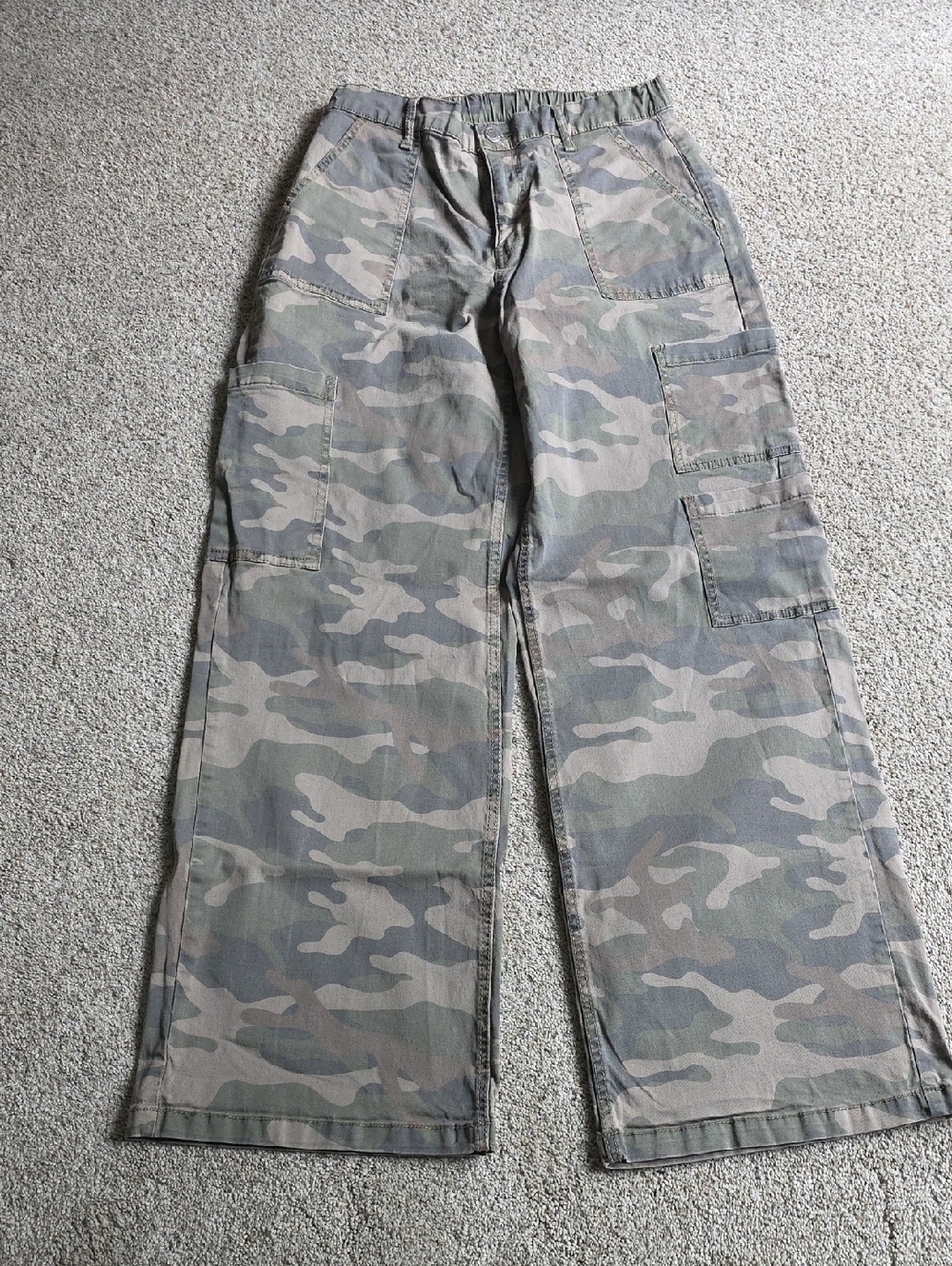 No Boundaries Men's Camouflage Cargo Pants - Green/Gray Camo